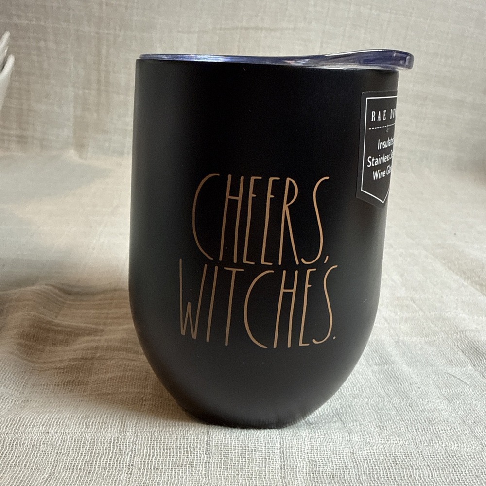 Rae Dunn Halloween CHEERS WITCHES Insulated Stainless Steel Wine Glass 12oz 2020
